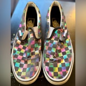 Vans Rainbow Metallic Checker slip on size 9 women